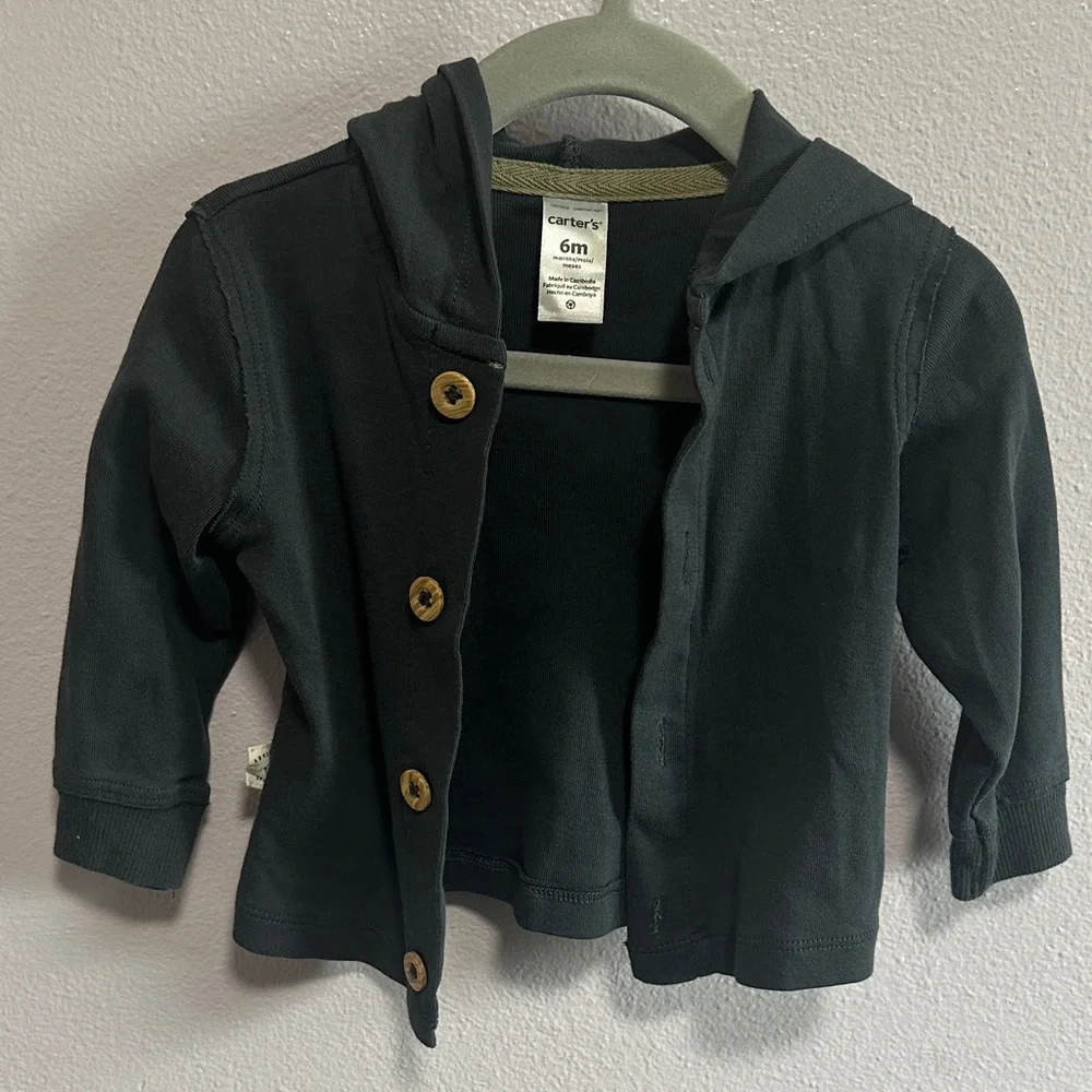 Carter's Navy Baby Hoodie with Wooden Buttons